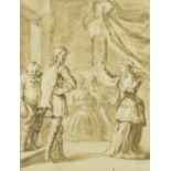 JOHN VANDERBANK (Londres, 1694-1739) Danza ante Don Quijote en el palacio de los duques Lápiz, tinta