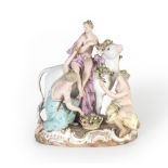 “El rapto de Europa”. Grupo escultórico de porcelana esmaltada. Meissen, 1818-1860 Medidas: 20 x