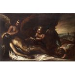 ALONSO CANO (Granada, 1601 - 1667) Cristo muerto sostenido por ángeles Óleo sobre lienzo. 109 x