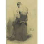 JOSÉ JIMÉNEZ ARANDA (Sevilla, 1837-1903) Academia Lápiz sobre papel 43,5 x 30,5 cm Con restos de