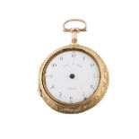 Reloj catalina Higgs y Evans de ff. S.XVIII en oro de 18K Esfera en porcelana blanca con pequeños