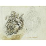 Anton Domenico Gabbiani (1652 -1726) Estudios para una Madonna Tinta, aguada, collage y lápiz. 18