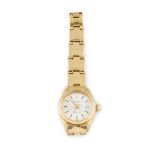 Reloj ROLEX oyster perpetual date en oro de 18K. Caja circular. Esfera blanca metalizada