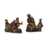 “Adoración de los Reyes” Escuela colonial S. XVIII Medidas Baltasar: 20,5 x 19 cm. Conjunto de dos