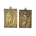 “Inmaculada” y “Santo Domingo”, dos placas de broce dorado. S. XVII - XVIII Medidas: 10 x 7 cm