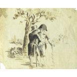 CÍRCULO DE FRANCISCO DE GOYA, H. 1800 Tertulia en un jardín Lápiz, tinta y aguada sobre papel. 17