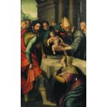 MIGUEL JOAN PORTA (c.1544- c.1616) Circuncisión del Niño Óleo sobre tabla. 172 x 113 cm. Miguel Joan
