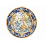 Plato en “maiolica” esmaltada con escena alegórica. Italia, S. XIXDiámetro. 50 cm