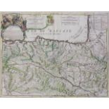 JEAN BAPTISTE NOLIN (1657- 1708) Mapa de VizcayaGrabado iluminado a mano. 45 x 57,5 cm. Inscrito: “