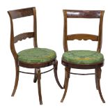 Pareja de sillas de madera de caoba. Trabajo francés, primer cuaro del S. XIXMedidas: 82 x 39 x 41