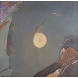 JOSEP GUINOVART (Barcelona, 1927 - 2007) Luna Llena, 1984Óleo sobre tabla. 60 x 60 cm. Firmado y