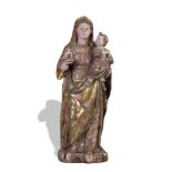“Virgen con el Niño” Madera tallada, estucada y dorada. Trabajo castellano, S. XVIAltura: 83 cm