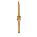 Reloj de pulsera para sra OMEGA en oro amarillo de 18K Caja rectangular. Esfera dorada con