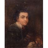 ESCUELA ESPAÑOLA, SIGLO XIX Retrato de majo Óleo sobre lienzo. 33,5 x 26 cm. Con firma.