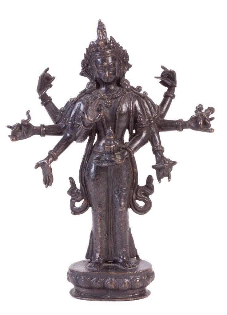 Deidad escultura de bronce. India, S. XIX  Altura: 24 cm