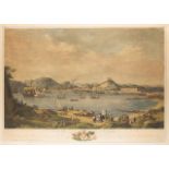 FRANÇOIS ALLIX (1753- 1794) Vue du Port de Carthagene Prise de l´entree de la Baye Grabado iluminado