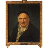 ESCUELA ESPAÑOLA, SIGLO XIX Retrato de anciano Óleo sobre lienzo. 54 x 43 cm. Con etiqueta en el
