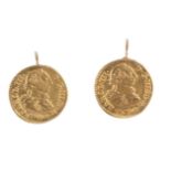 Pendientes realizados con monedas de Carlos III Monedas en oro de 20K. Montura en oro amarillo de