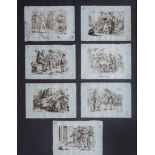 JOSEP PUIGGARÍ Y LLOBET (Barcelona, 1821-1903)? Conjunto de siete escenas, dos de los oficios de