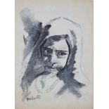 VELA ZANETTI (Milagros, Burgos, 1913 - Burgos, 1999) Figura femenina, c.1930 Tinta y aguada sobre