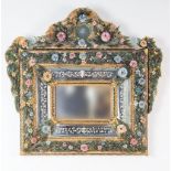 Espejo de cristal de Murano con flores sopladas en cristal de colores, Italia, finales S. XIX