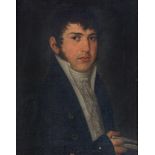 ESCUELA ESPAÑOLA, SIGLO XIX Retrato de caballero con un libro en la mano Óleo sobre lienzo. 56 x