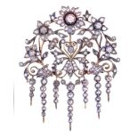 Broche tremblant isabelino S. XIX de brillantes de talla antigua y diamantes, en composición de