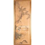 Tres paneles pintados, con escenas de palaciegas. Trabajo chino, S. XIX Medidas: 130 x 60 cm