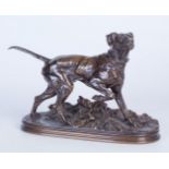 Piere Jules Mene (1810-1879), Perro de caza En bronce.  Medidas: 21 x 10 x 28 cm