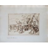 LEONARDO ALENZA Y NIETO (1807-1845) Alto en una posada Tinta sobre papel. 12 x 16,5 cm. Inscrito: "