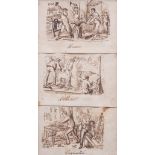 JOSEP PUIGGARÍ Y LLOBET (Barcelona, 1821-1903) Tres escenas con los oficios de herrero, carpintero y