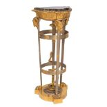 Torchere en bronce dorado ormolou y metal en su color, estilo Jorge III, Inglaterra, S. XIX Medidas: