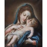 ESCUELA MADRILEÑA, PRIMER CUARTO DEL SIGLO XVIII Virgen con Niño Óleo sobre lienzo. 45 x 35 cm.