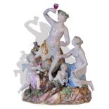 “Bacanal” Grupo esmaltado en porcelana. Meissen S. XIX Medidas: 33 cm.