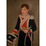 ESCUELA ESPAÑOLA, H. 1815 Retrato de niño con uniforme de la Compañia de Flanqueadores Reales de