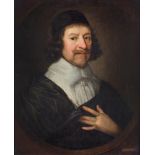 CÍRCULO DE CORNELIUS JOHNSON VON CEULEN (1593-1661) Retrato de caballero insertado en un óvalo