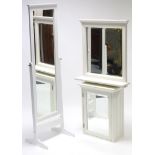 A White Company of London white-finish bathroom cabinet enclosed by bevelled mirror plate, 18”