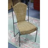 A wicker & iron occasional chair; & a modern Chinese rug.