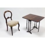 A Victorian mahogany balloon-back dining chair with sprung seat, &on carved cabriole legs; & a