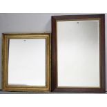 A 19th century rosewood frame rectangular wall mirror with gilt innerslip & inset bevelled plate,
