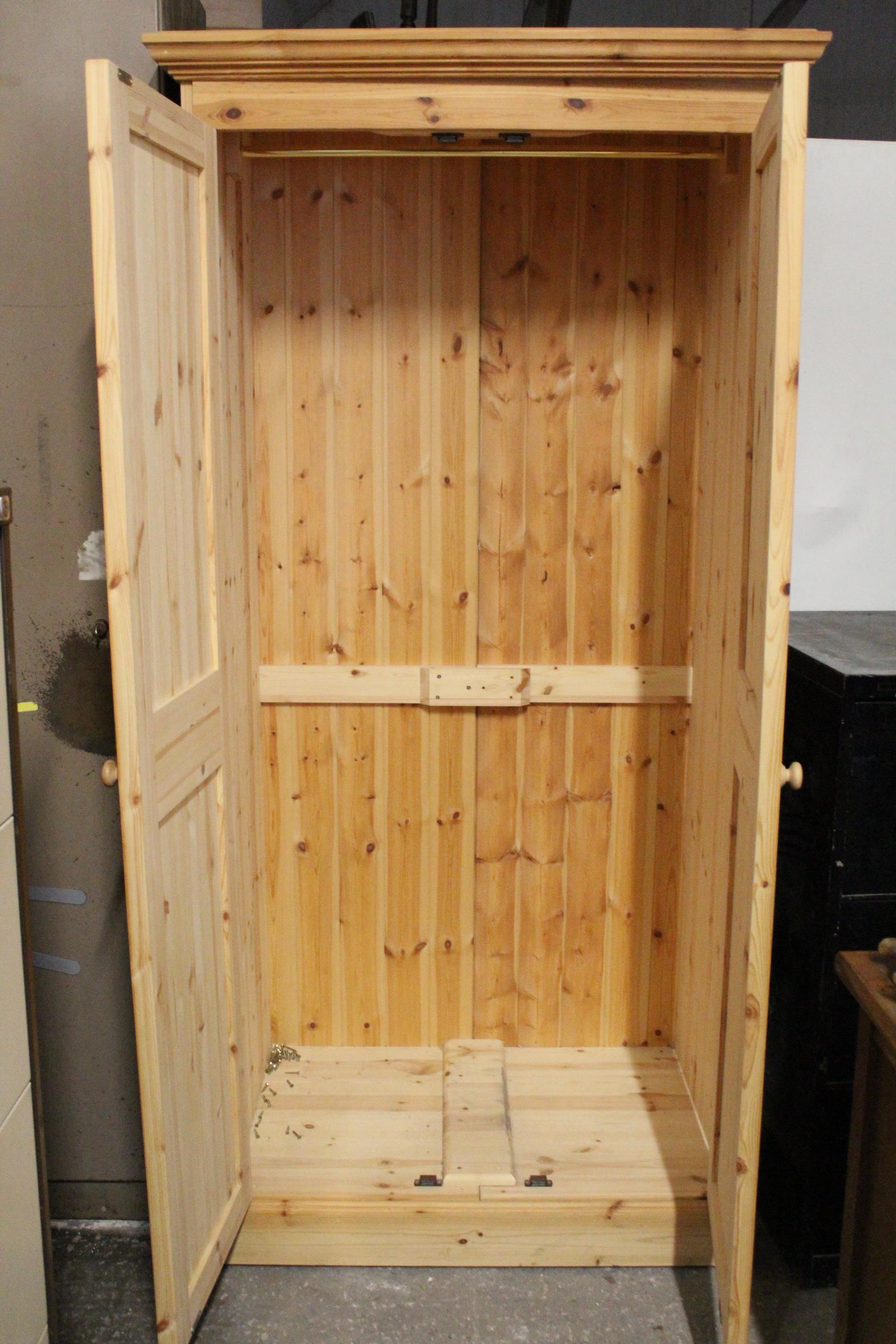 A pine wardrobe, enclosed by pair of panel doors, & on plinth base, 37” wide x 76” high. - Image 2 of 2