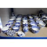 Various items of decorative blue & white china; & a pair of gilt composite wall brackets.