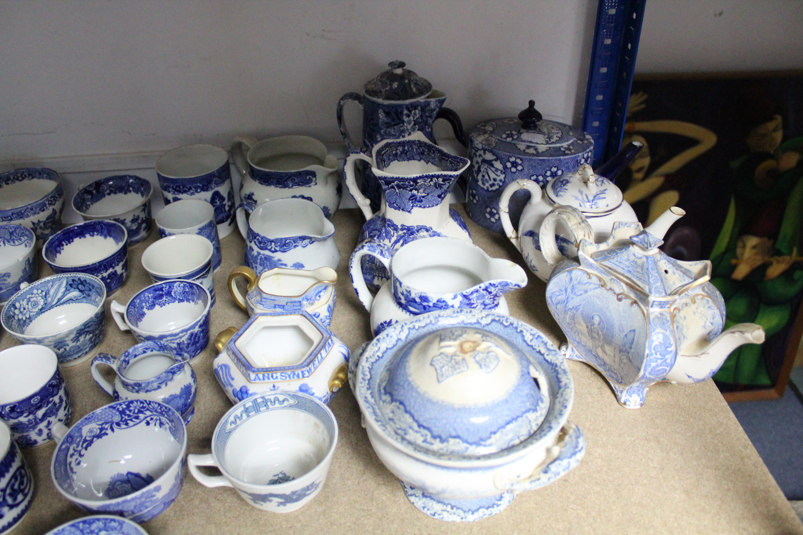 Various items of decorative blue & white china; & a pair of gilt composite wall brackets. - Image 2 of 5
