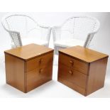 A pair of Stag mahogany-finish two-drawer bedside chest, 22” wide x 19” high; & a pair of white