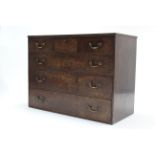 A Georgian oak chest, fitted three short & three long graduated drawers with brass swan-neck