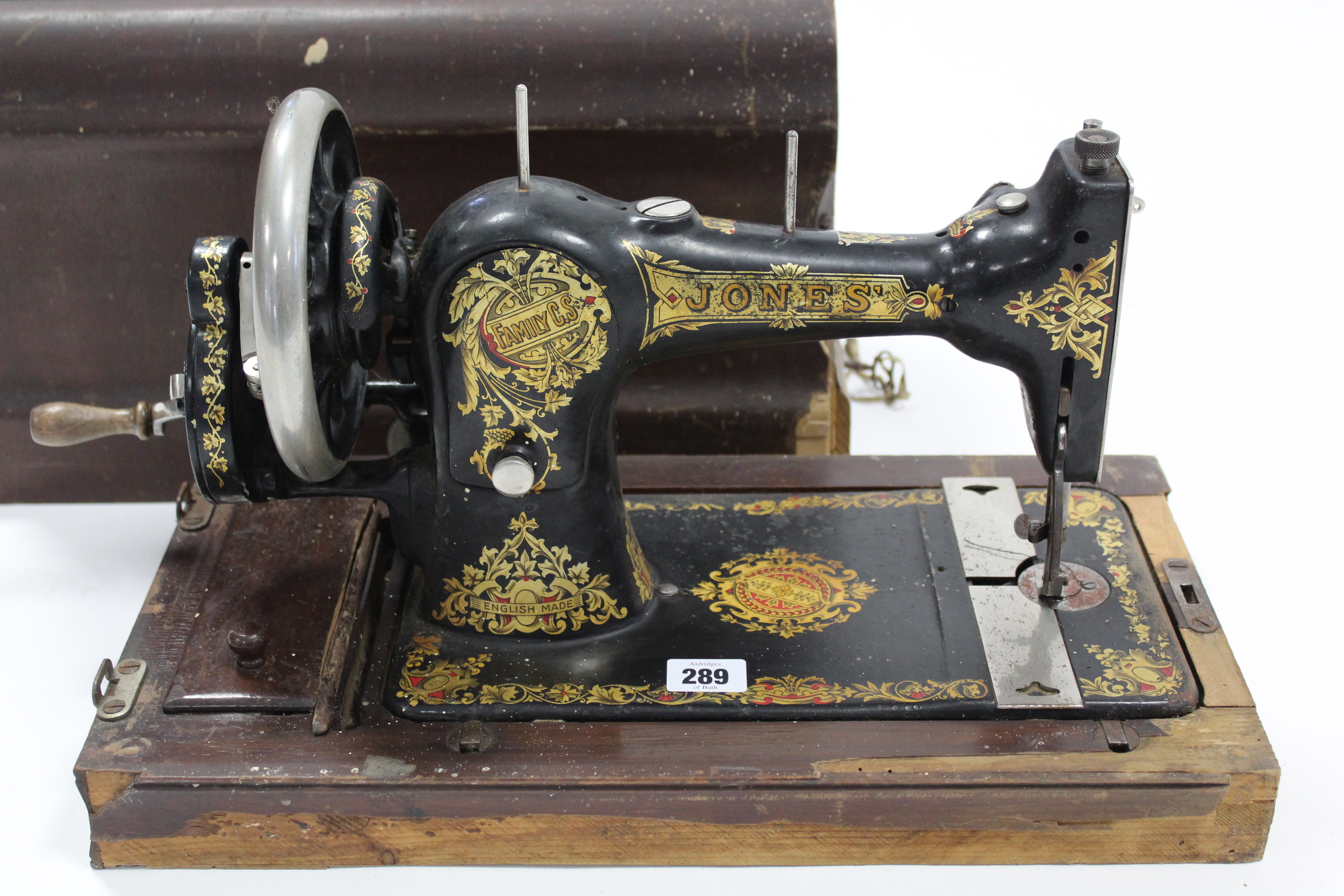 A vintage Jones hand-sewing machine with case. - Image 2 of 2