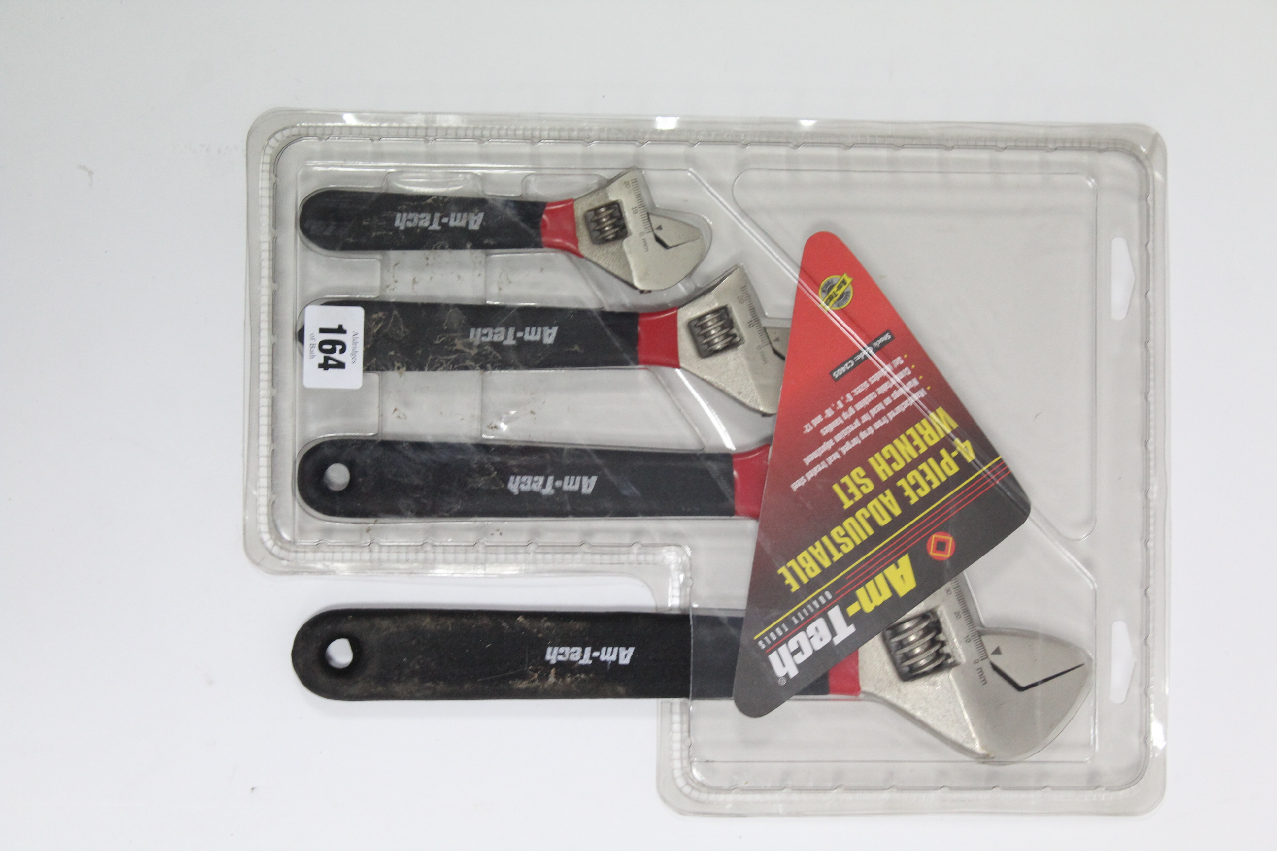 An Am-Tech four-piece adjustable wrench set.