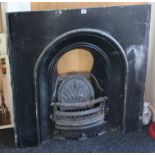 A black painted cast-iron fire insert, 36½” wide x 36½” high.