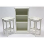 A White Company of London white-finish small standing open bookcase with two adjustable shelves &