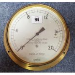 A Sydney Smith & Sons of Nottingham brass cased water pressure gauge, 7” diam.; a Pelaw floral